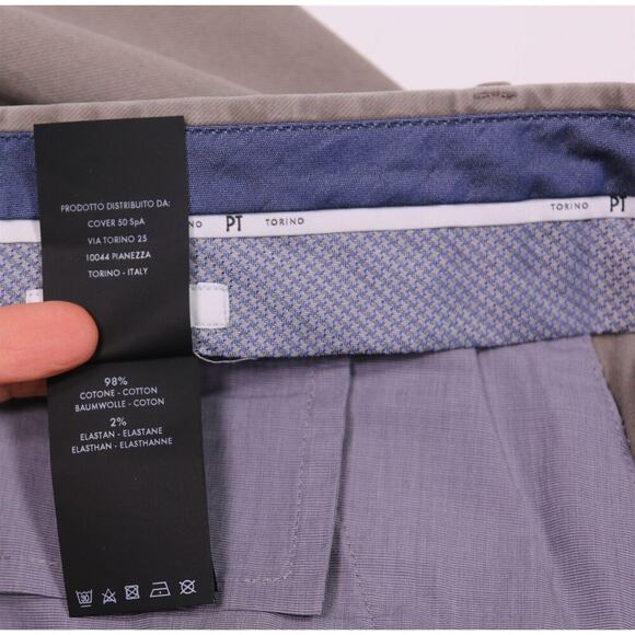 PT Torino Khaki Tan Flat Front Slim Fit Stretch Cotton Chino Pants 34x28 - Picture 9 of 9